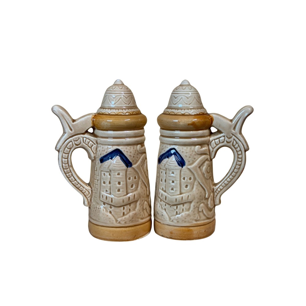 Vintage Japan Beer Stein Salt and Pepper‎ Shakers Jackson Monument New Orleans